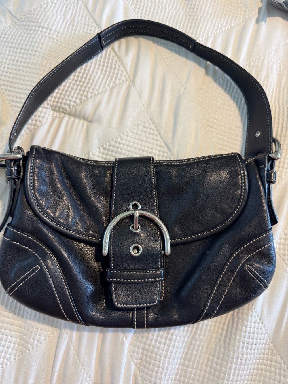Vintage Coach Soho black Leather Shoulder Bag - Picture 1 of 6